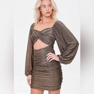 Forever 21 Shimmering Bronze Long Sleeve Dress/Size S